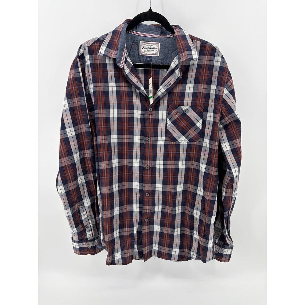Flag & Anthem, Long-Sleeve, Button-Up Shirt, Plaid Pattern, Men Size Large, NWT